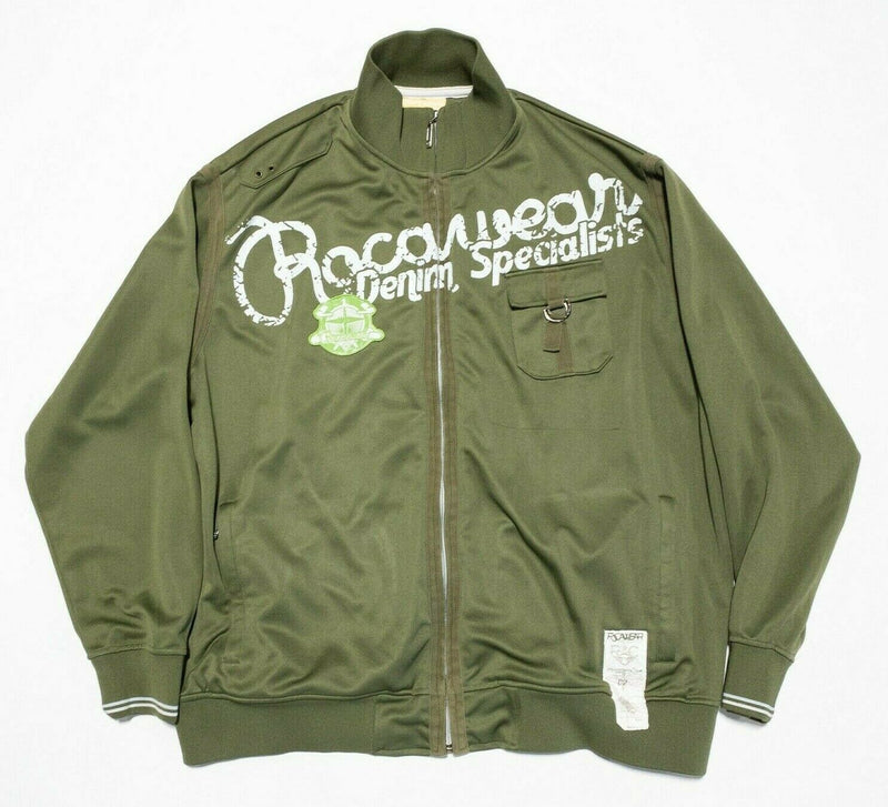 Rocawear Track Jacket Full Zip Olive Green Hip Hop 90s Men's 2XL