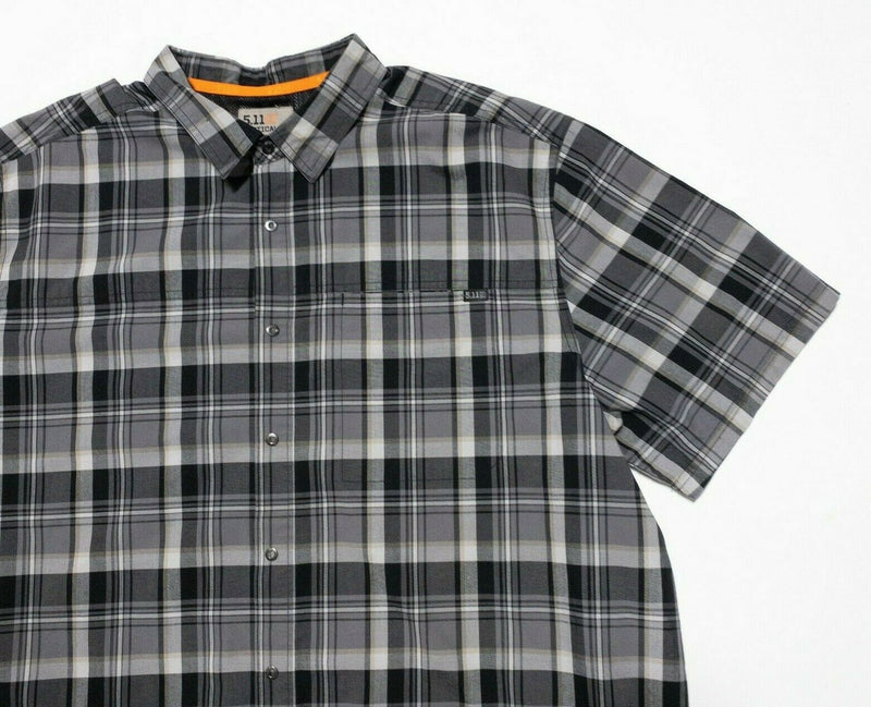 5.11 Tactical Shirt 2XL Men's Snap-Front Gray Plaid Conceal Carry Short Sleeve