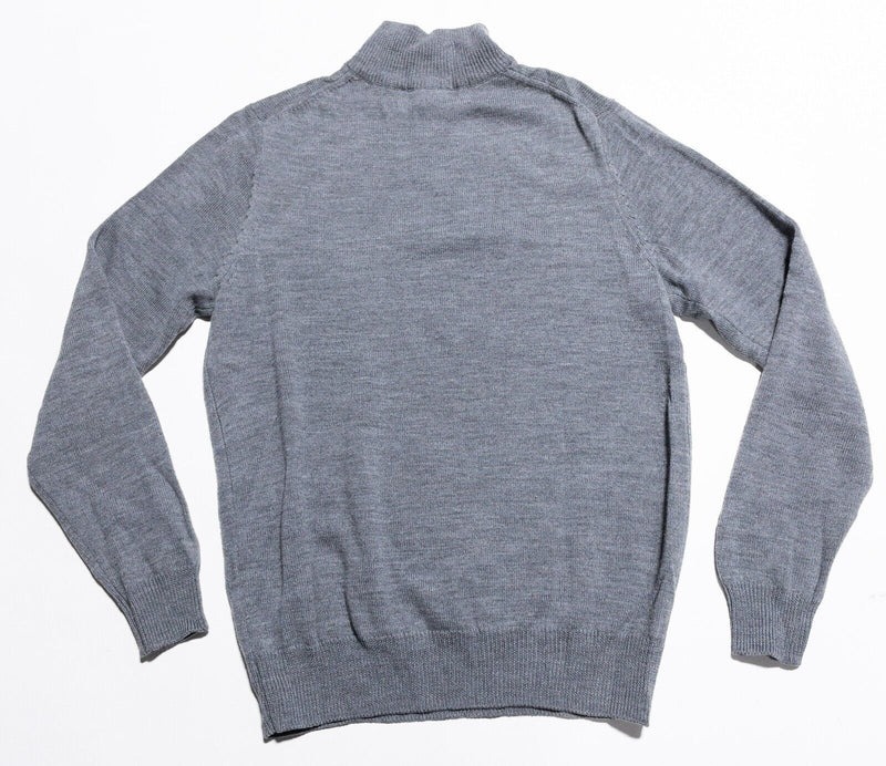 Jeremy Argyle Sweater Men's Medium Merino Wool Pullover 1/4 Zip NYC Knit Gray