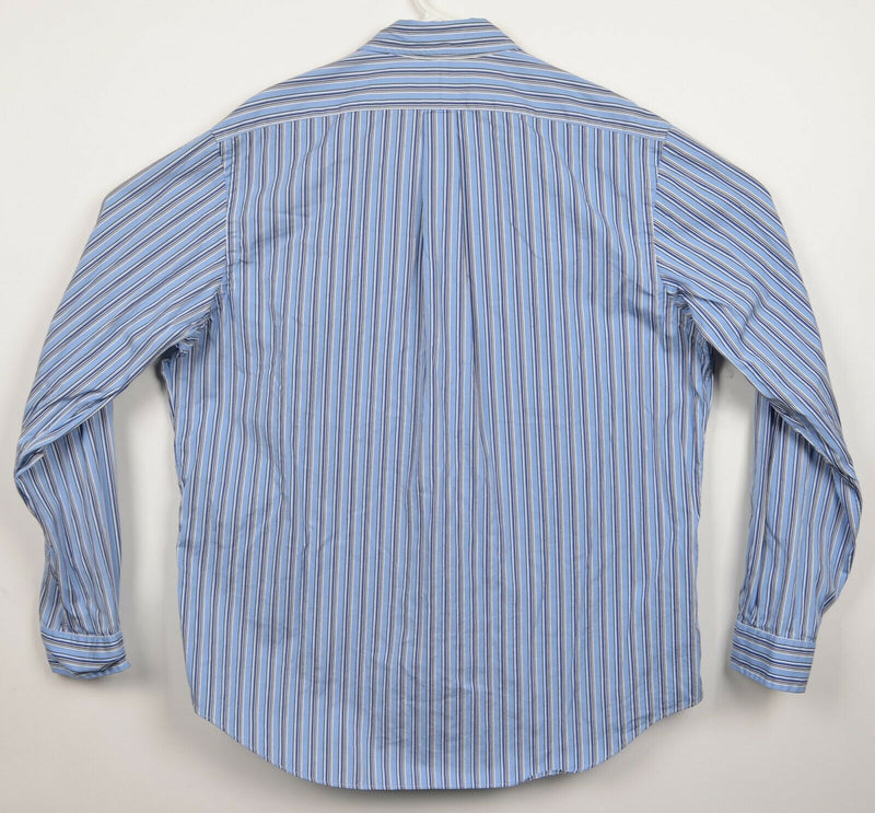 Polo Ralph Lauren Men's XL Blue Striped Logo Long Sleeve Button-Down Shirt