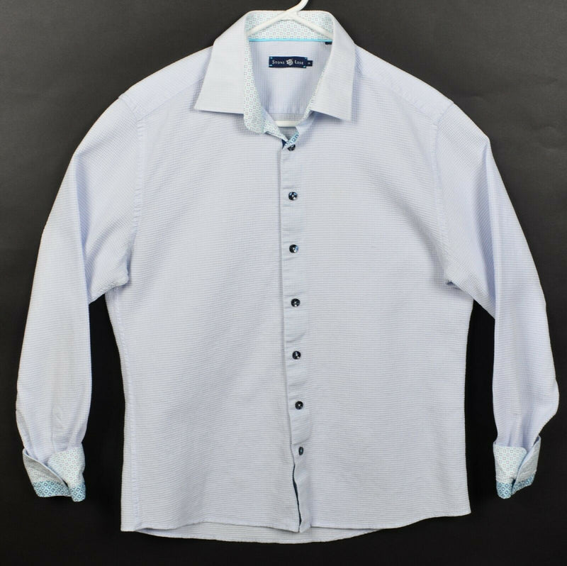 Stone Rose Men's Medium Flip Cuff Textured Solid White Button-Front Shirt