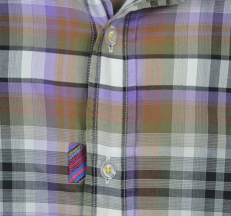 Robert Graham Freshly Laundered Men's XL Brown Purple Plaid Button-Front Shirt
