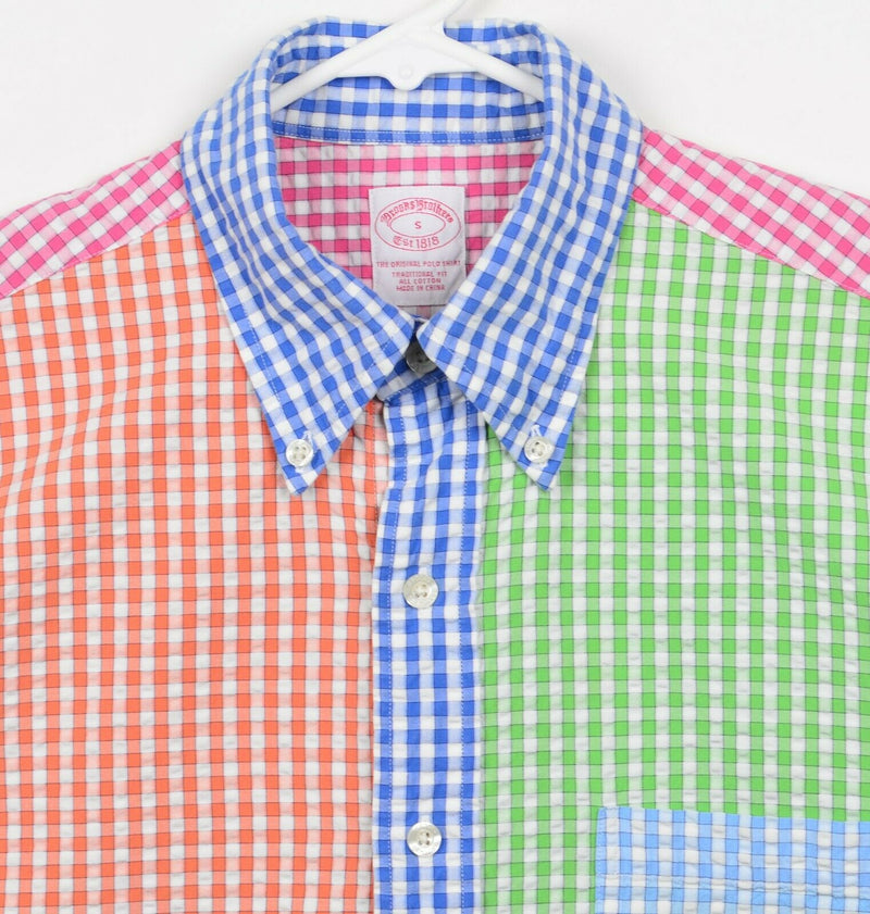 Brooks Brothers Men's Sz Small Traditional Fit Seersucker Colorblock Shirt