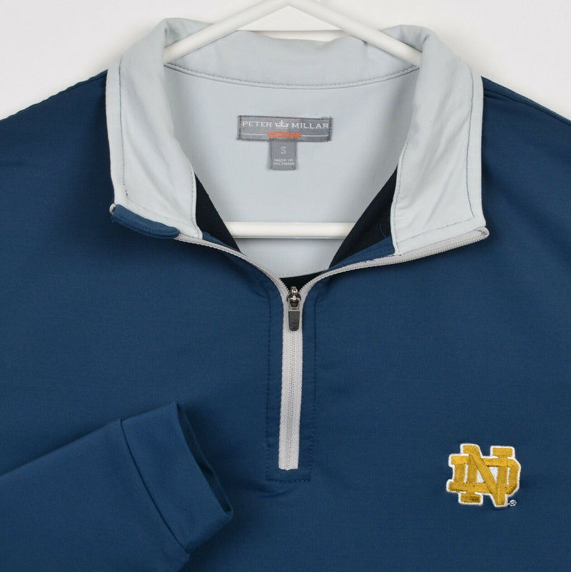 Notre Dame Peter Millar Wicking Men's Small 1/4 Zip Golf Blue Activewear Jacket