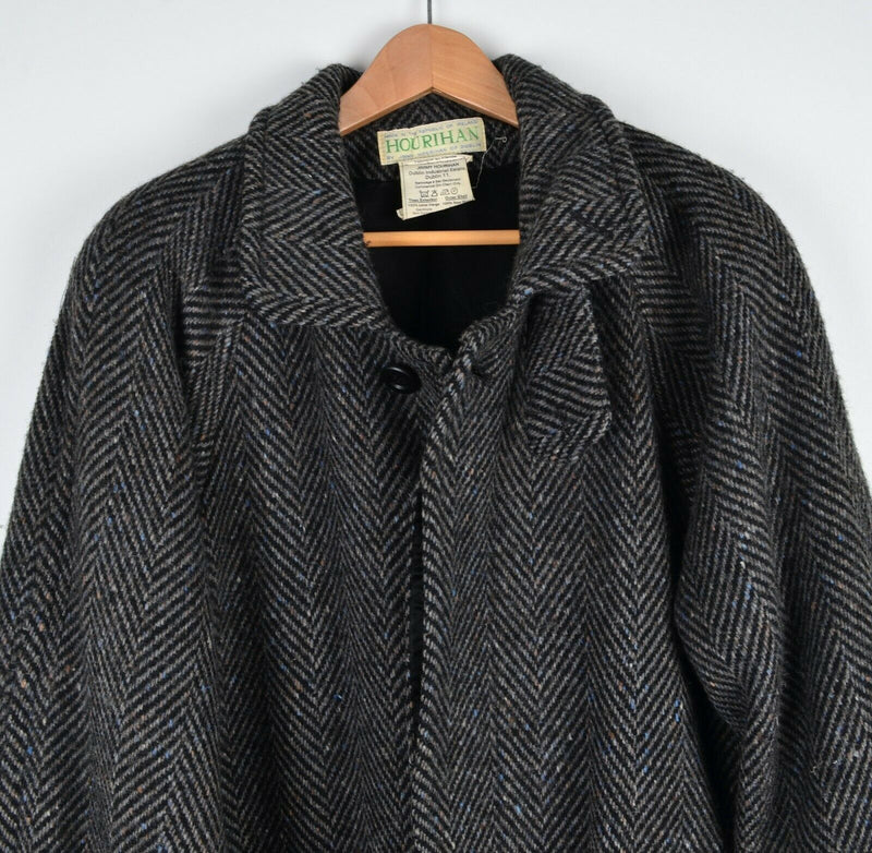 Jimmy Hourihan Donegal Tweed Gray Herringbone Wool Irish Vintage Coat Men's 38