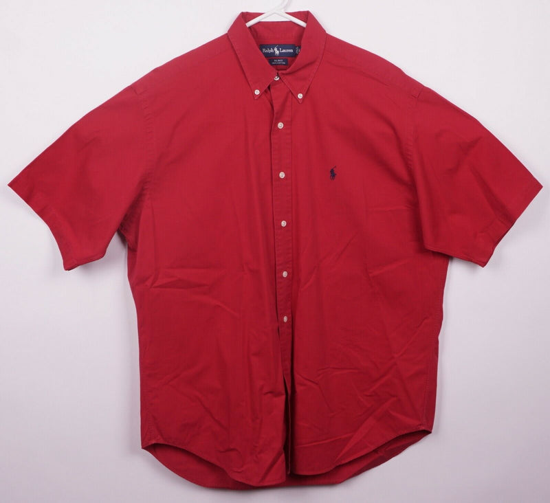 Polo Ralph Lauren Men's Large Blake Solid Red Short Sleeve Button-Down Shirt