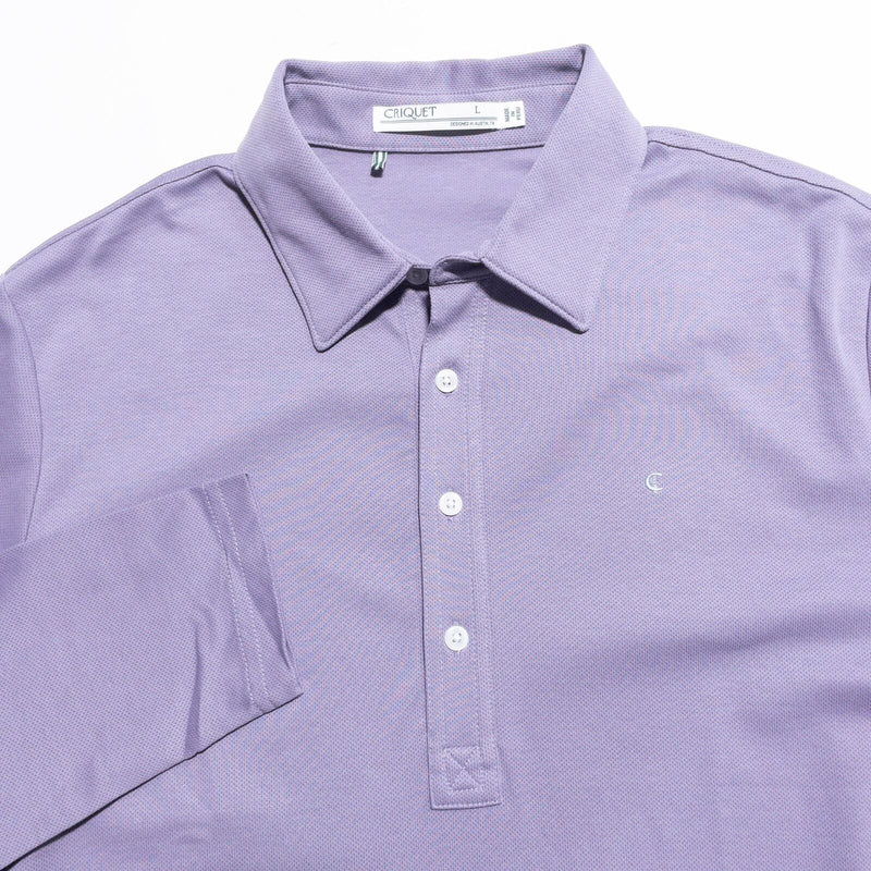 Criquet Long Sleeve Polo Men's Large Purple Pima Cotton Blend Lavendar Preppy