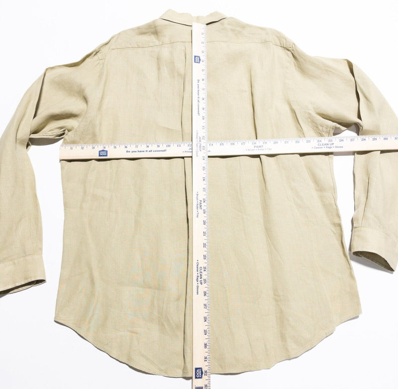Polo Ralph Lauren Linen Shirt Men's XL Classic Fit Beige Long Sleeve Button-Down