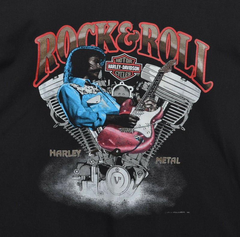 Vintage 1989 Harley-Davidson Men's XL Rock & Roll Heavy Metal Guitar Biker T-Shirt