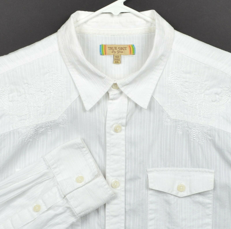 True Grit Dry Goods Men's Sz 2XL White Textured Embroidered Button-Front Shirt