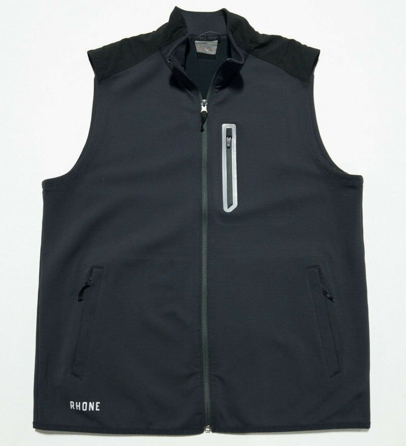 Rhone Men's Large Gray Black Full Zip Athleisure Commuter Nylon Wicking Vest