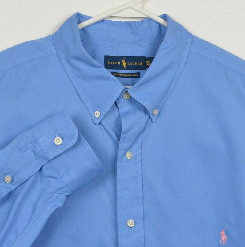 Polo Ralph Lauren Men's 2XLT Feather Weight Twill Blue Button-Down Shirt