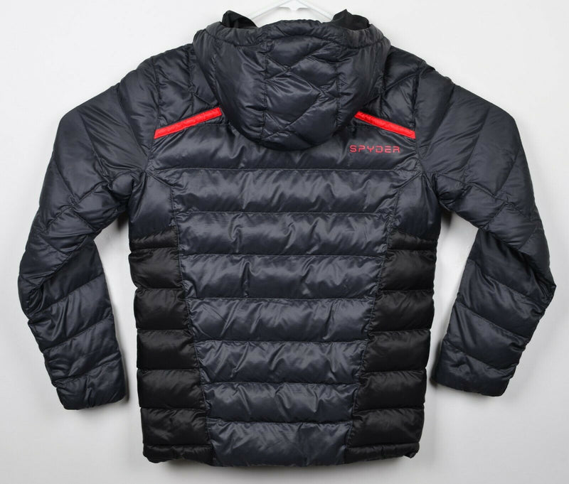 Spyder Boy's XL Puffer Black Gray Red Full Zip Hooded Puffy Ski Winter Jacket