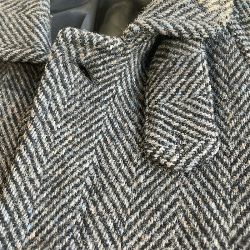 Jimmy Hourihan Donegal Tweed Gray Herringbone Wool Irish Vintage Coat Men's 38