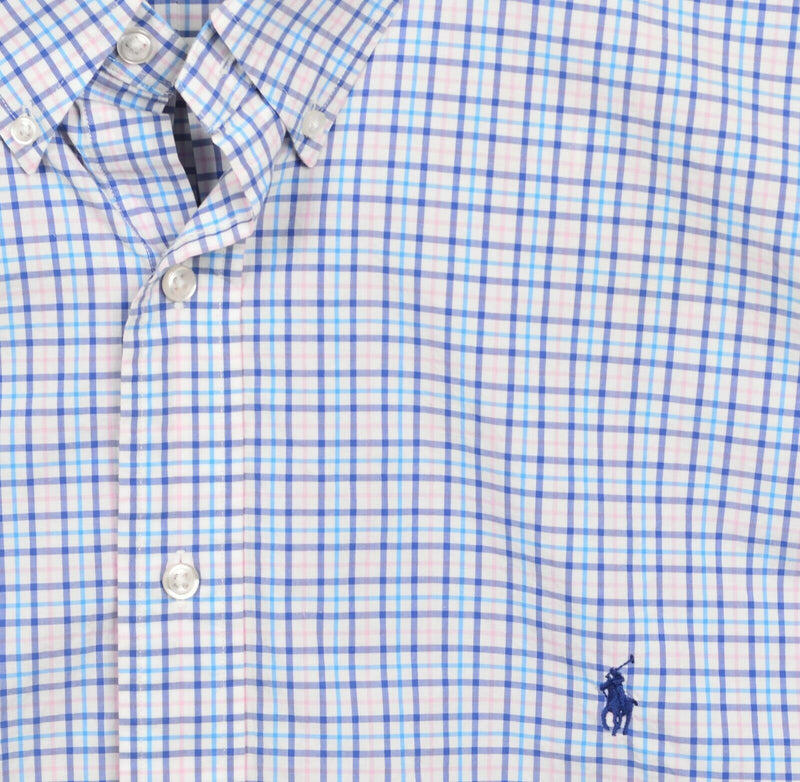 Polo Ralph Lauren Men's 2XB (2XL Big) Blue Pink Plaid S/S Button-Down Shirt