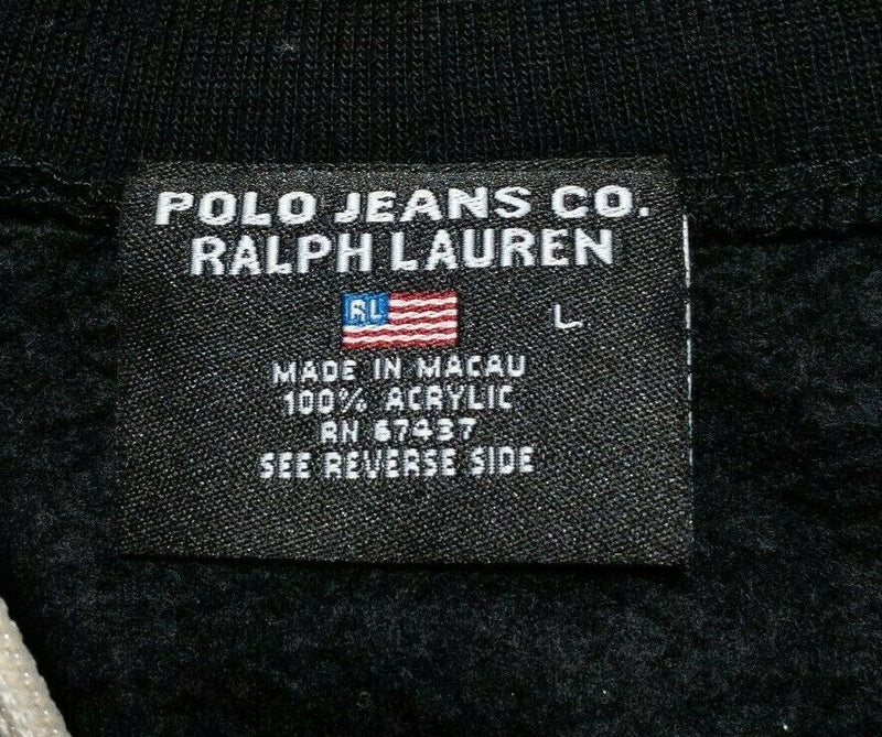 Polo Jeans Ralph Lauren Men's Large Solid Black Full Zip Track Jacket