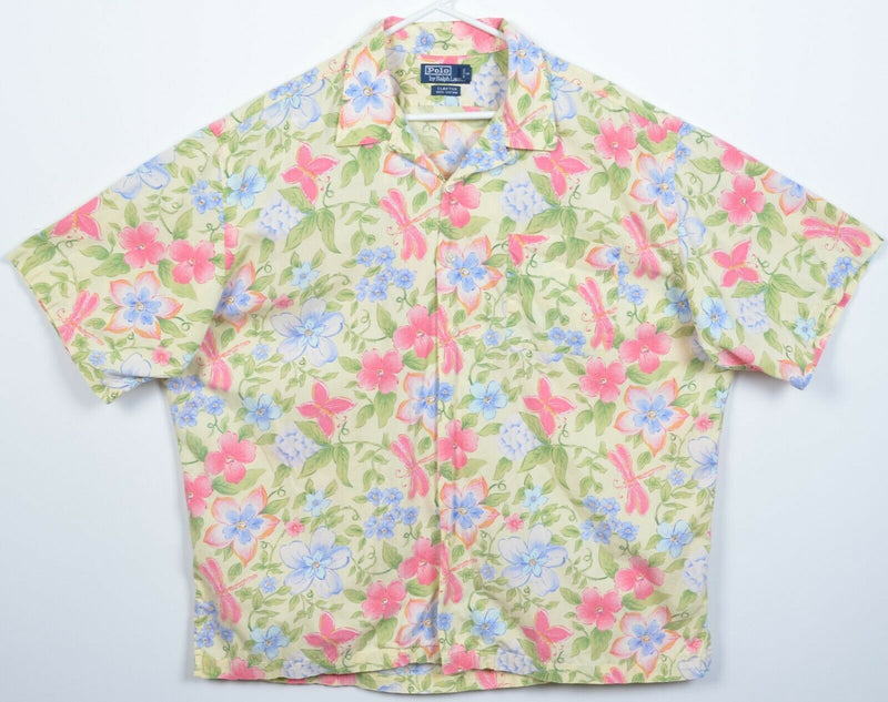 Polo Ralph Lauren Men's XL Floral Pink Yellow Green Clayton Hawaiian Camp Shirt