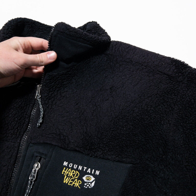 Mountain Hardwear Monkey Man Fleece Jacket Mens Large Black Full Zip Sherpa WORN