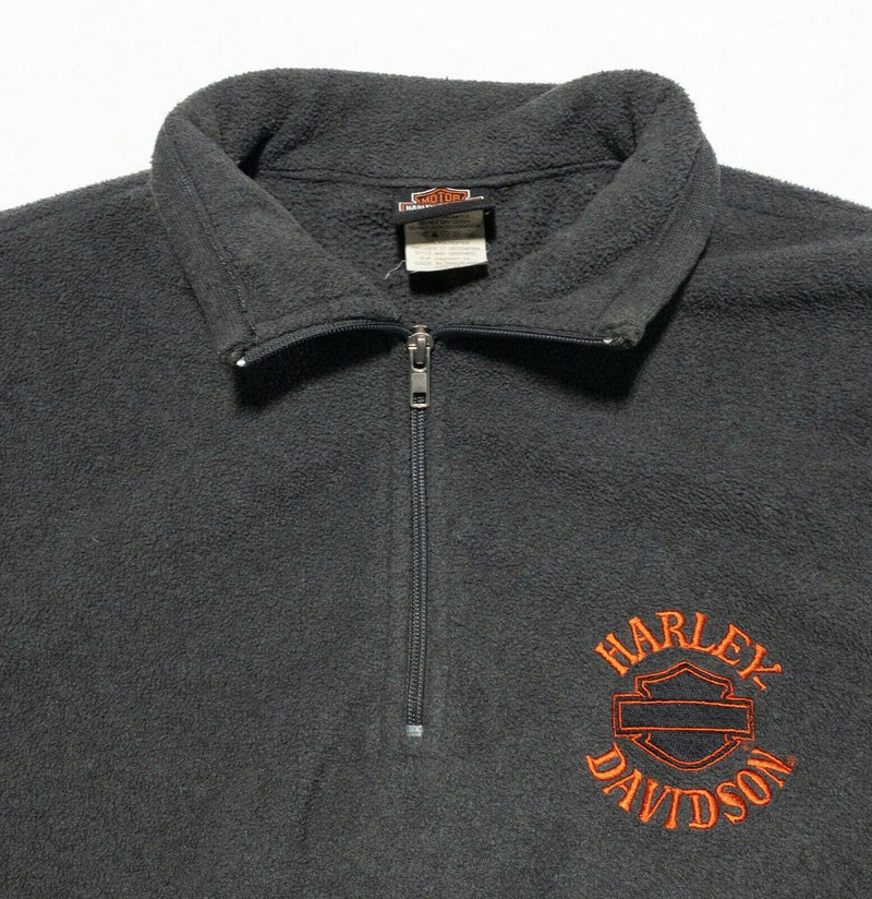 Harley-Davidson Fleece Jacket Gray Black 1/4 Zip Shield Logo Men's Medium