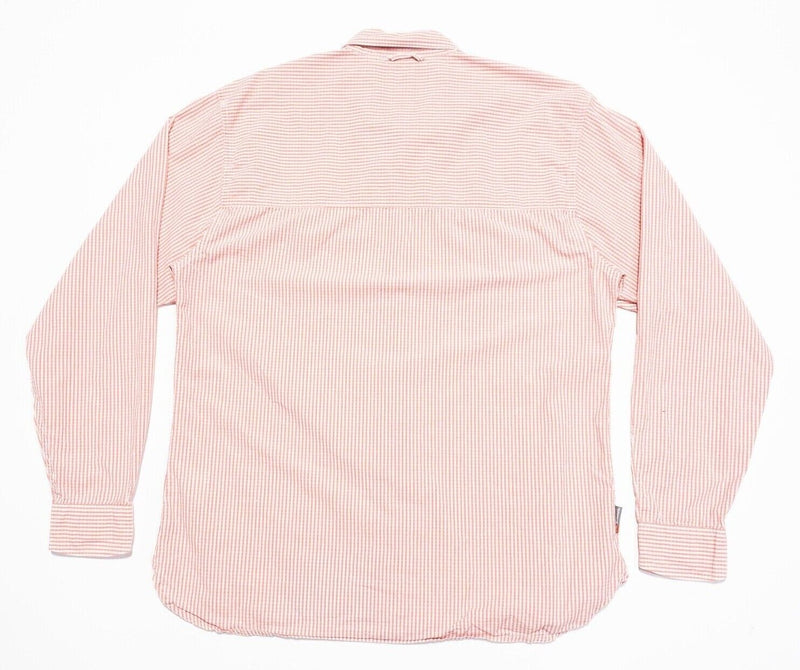 Simms Fishing Shirt Medium Men's Long Sleeve Peach Pink Check Button-Down