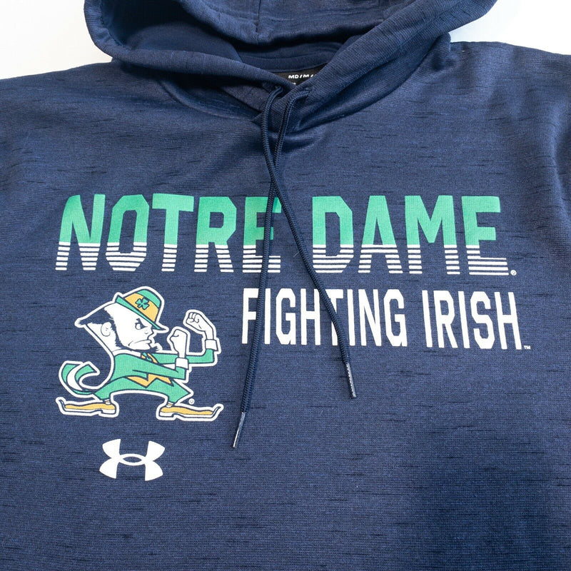 Notre Dame Men's Medium Loose Under Armour Navy Blue Pullover Hoodie Sweatshirt