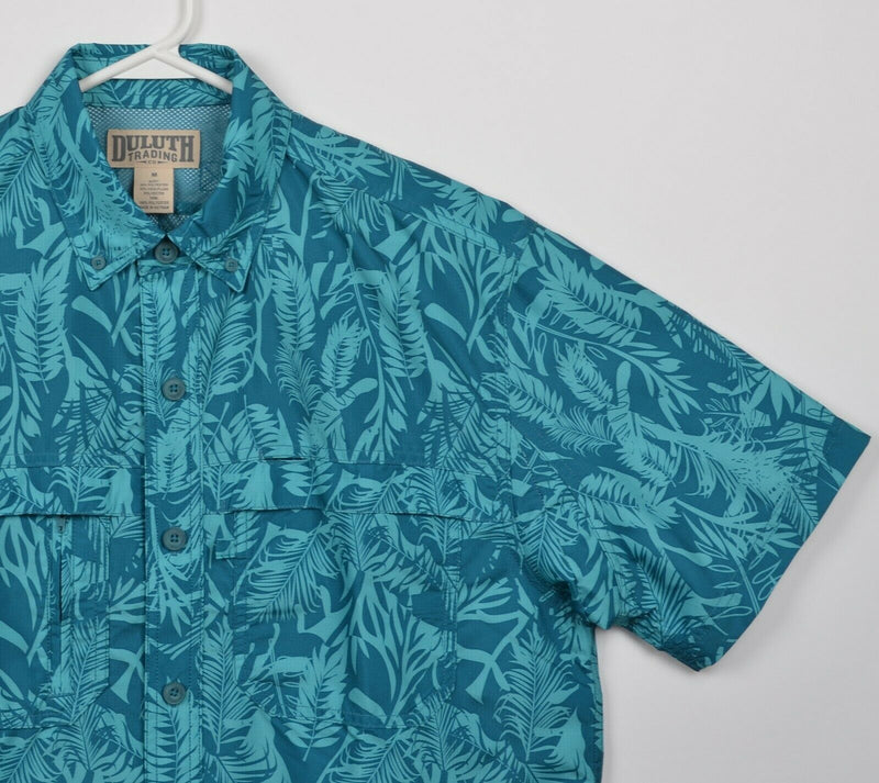 Duluth Trading Co. Men's Medium Floral Blue Teal CoolPlus Vented Fishing Shirt
