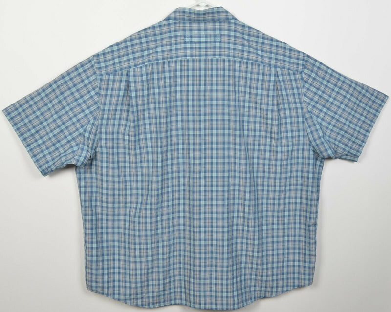 Duluth Trading Co Men's 3XL Blue Plaid Polyester Nylon Wicking Fishing Shirt