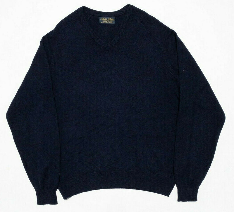 Brooks Brothers 100% Cashmere Vintage 80s V-Neck Sweater Navy Blue Men's Large