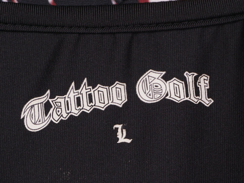 Tattoo Golf Men's Sz Large Skull Club Graphic Red White Black Golf Polo Shirt