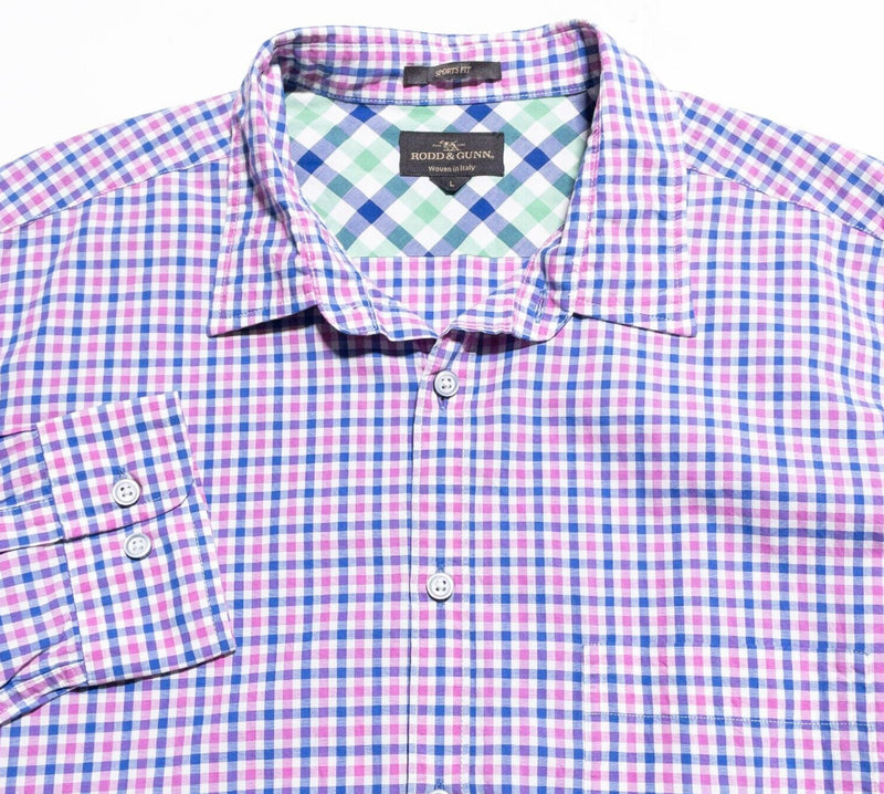 Rodd & Gunn Shirt Men's Large Sports Fit Pink Blue Check Button-Front Preppy