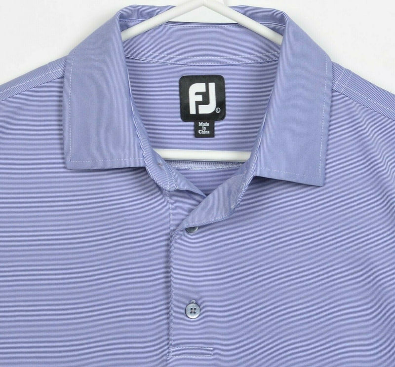 FootJoy Men's Large Purple Micro-Striped FJ Golf Wicking Golf Polo Shirt