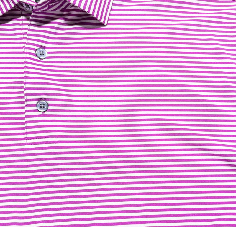 FootJoy Golf Shirt Men's XL Purple White Striped Wicking Performance Polo