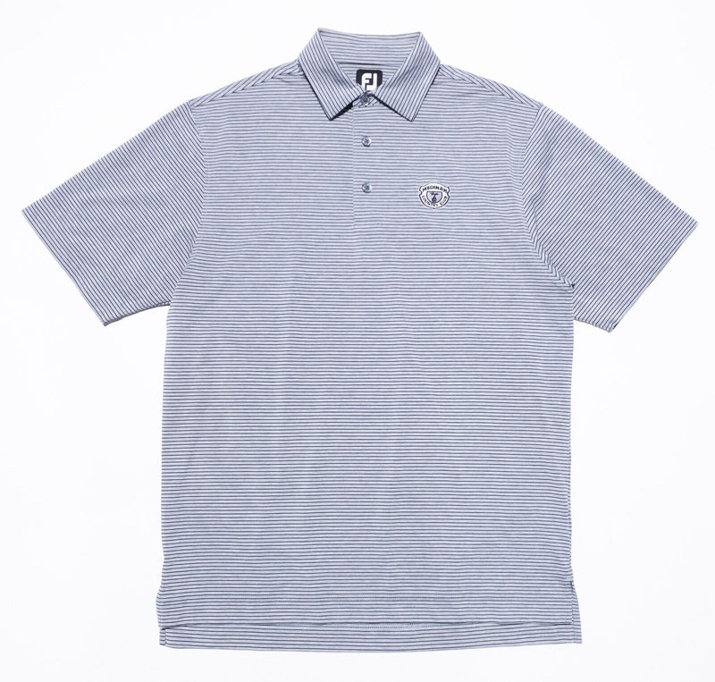 FootJoy Golf Shirt Men's Medium Gray Striped Wicking Performance Polo Medinah CC