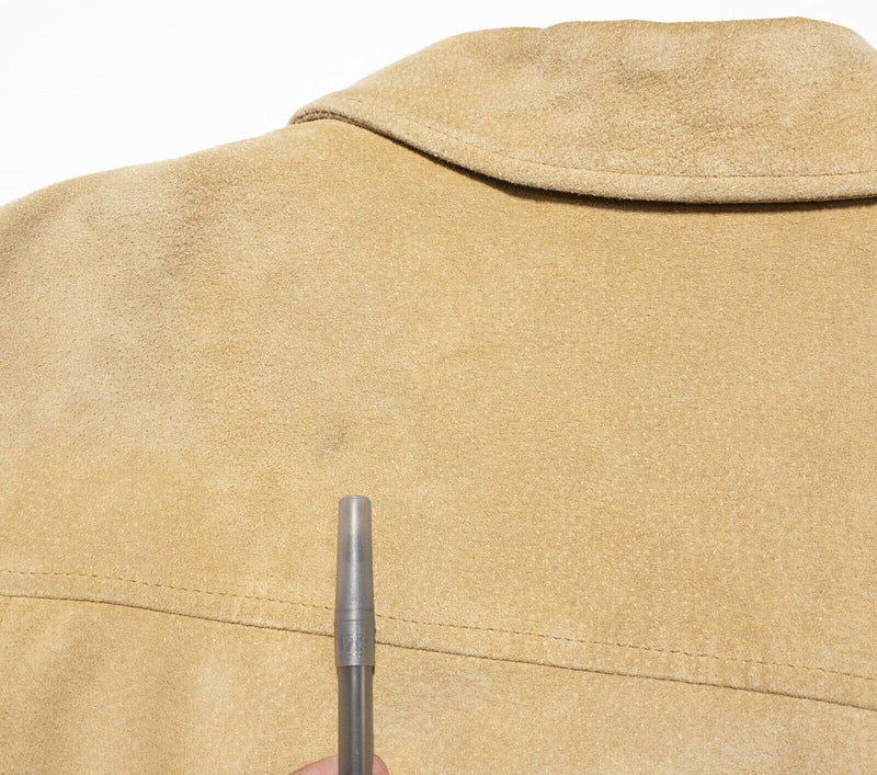 Claiborne Suede Leather Jacket Men's Medium Camel Tan Lined Collared Full Zip