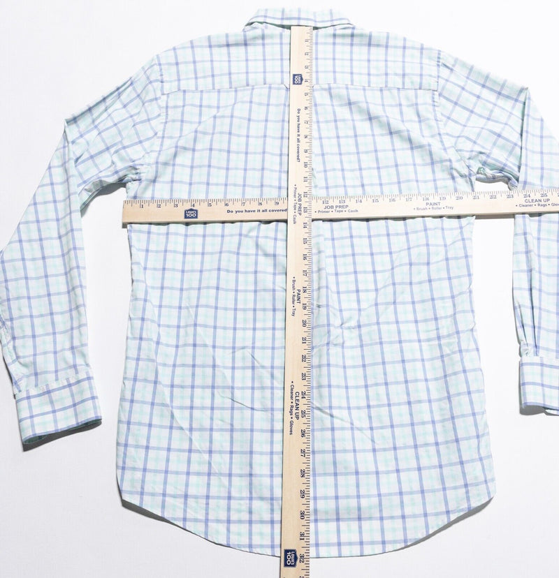Onward Reserve Shirt Men's Large Tailored Nylon Wicking Blue Green Check Button
