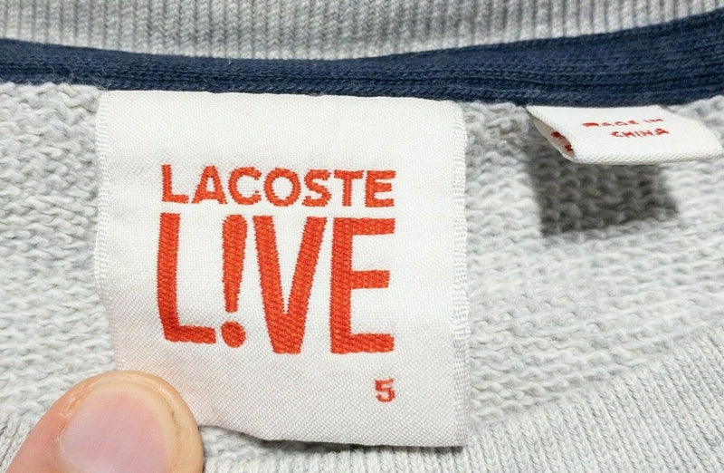 Lacoste Live Men's 5 (Large) Gray Blue Striped Pullover Crew Neck Sweatshirt