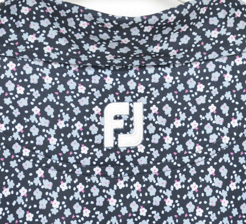 FootJoy Men's 2XL Floral Navy Blue White Wicking FJ Golf Performance Polo Shirt