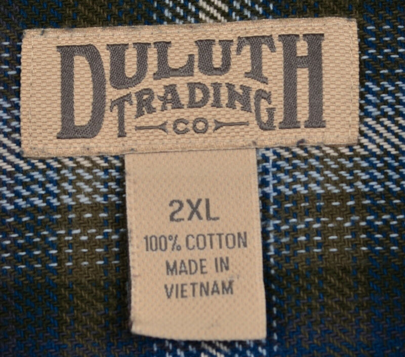 Duluth Trading Co Men's 2XL Blue Gray Plaid Long Sleeve Flannel Shirt