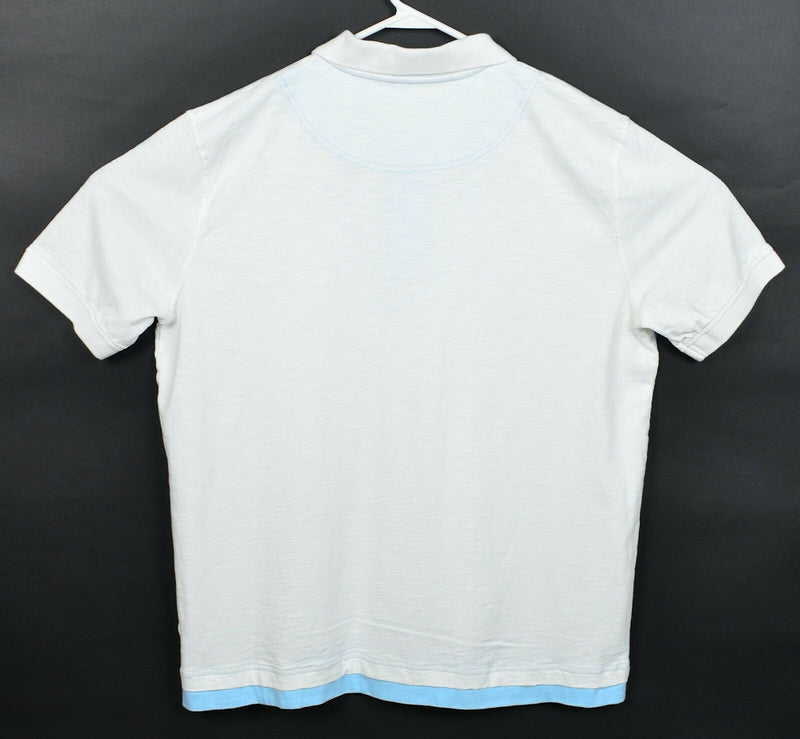Carbon 2 Cobalt Men's Large Solid White Double-Shirt Short Sleeve Polo Shirt