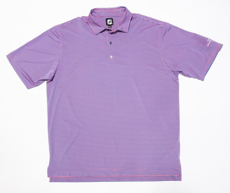 FootJoy Golf Shirt XXL Men's Polo Pink Blue Striped Wicking Performance 2XL