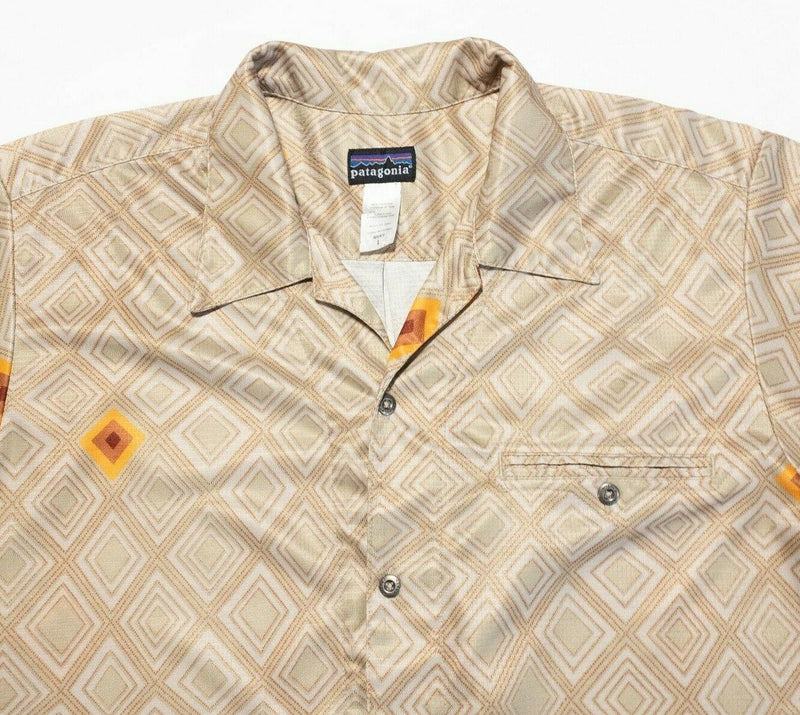 Patagonia Rhythm Shirt Large Men's Vintage Camp Diamond Geometric Short Sleeve