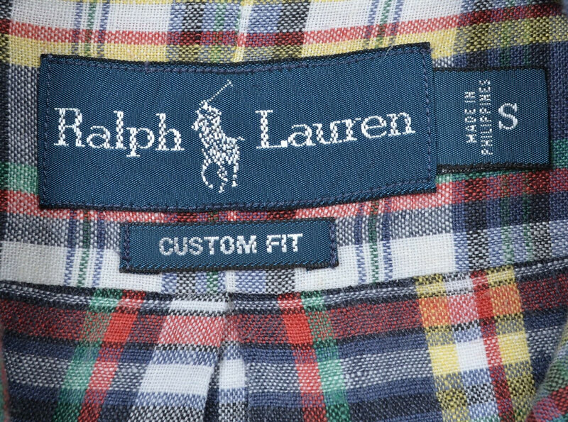 Polo Ralph Lauren Men's Small 100% Linen Multi-Color Plaid Button-Down Shirt