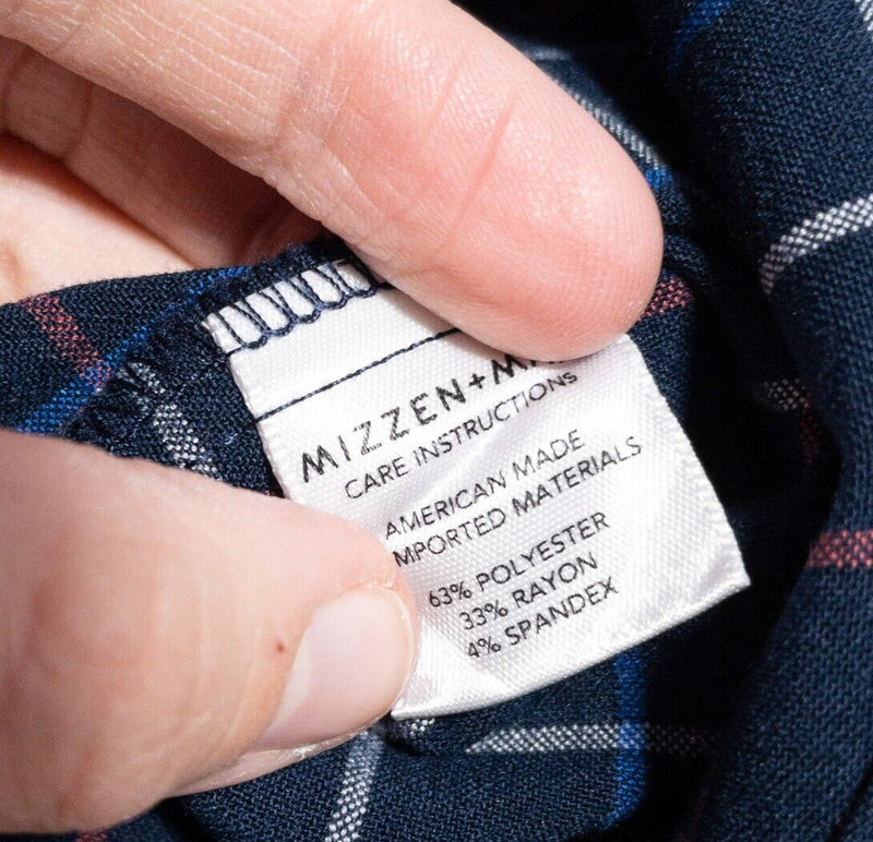 Mizzen+Main Shirt Men's XL Trim Fit Wicking Polyester Button-Down Blue Check USA