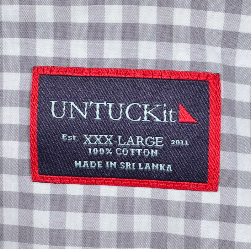 UNTUCKit Men's 3XL Gray White Gingham Check Long Sleeve Button-Front Shirt