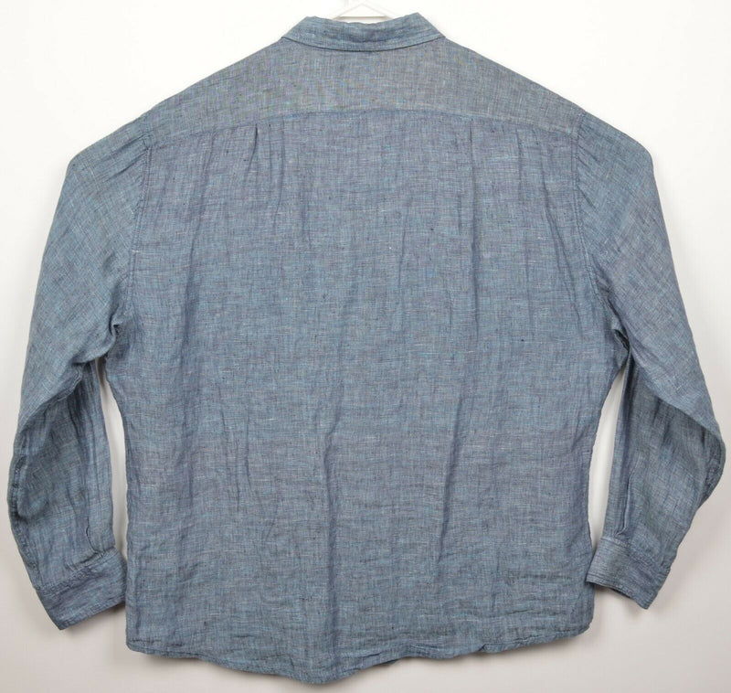 Tori Richard Men's 2XL 100% Linen Blue Chambray Long Sleeve Button-Front Shirt