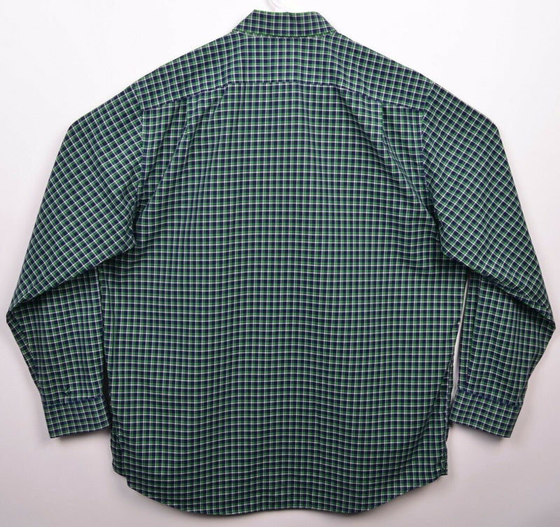 L.L Bean Men's Large Wrinkle-Free Kennebunk Green Navy Blue Check Sport Shirt
