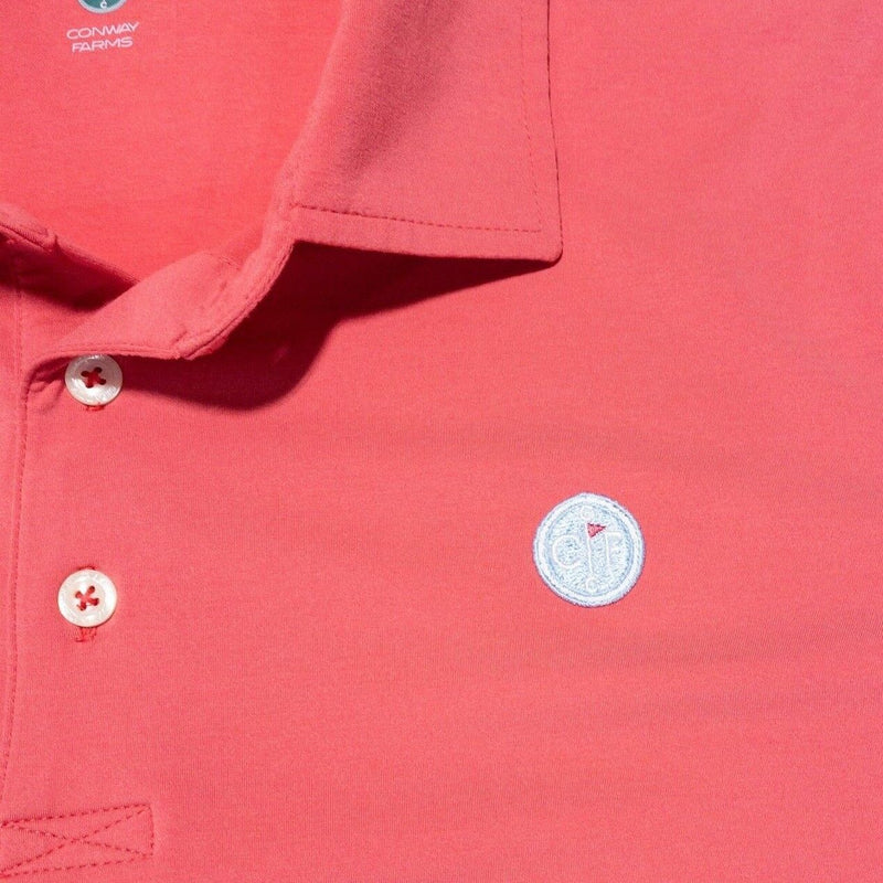 B. Draddy Sport Shirt Men's Large Golf Polo Pink Conway Farms Wicking Stretch