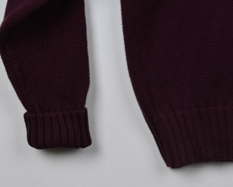 Vtg Polo Ralph Lauren Men's Sz XL Burgundy Chunky Stripe V-Neck Pullover Sweater