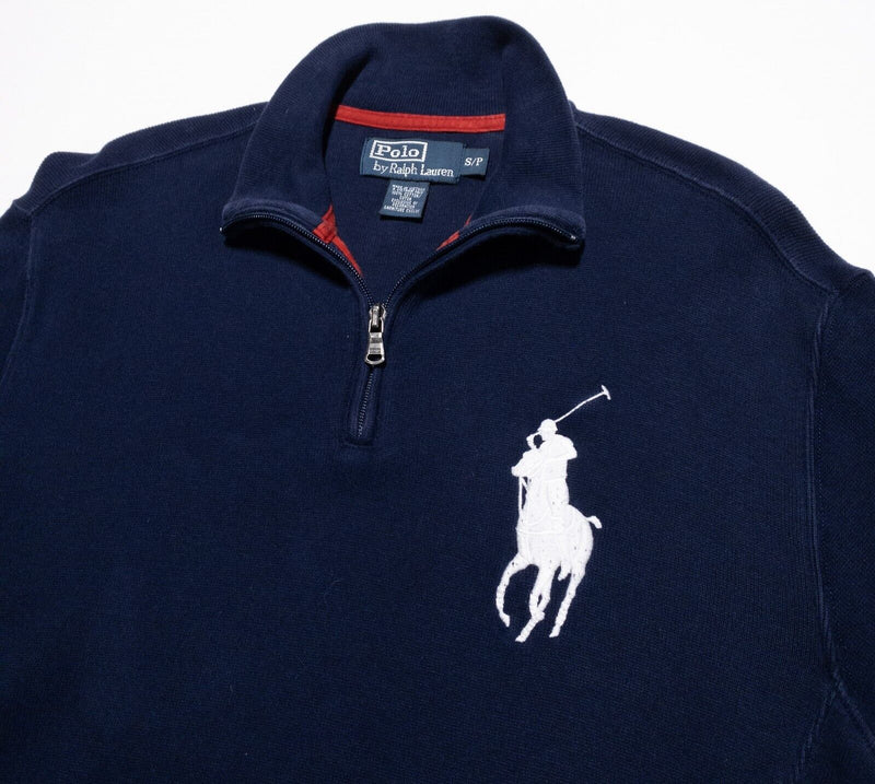 Polo Ralph Lauren Big Pony Sweatshirt Mens Small Ski Patch 1/4 Zip Pullover Blue