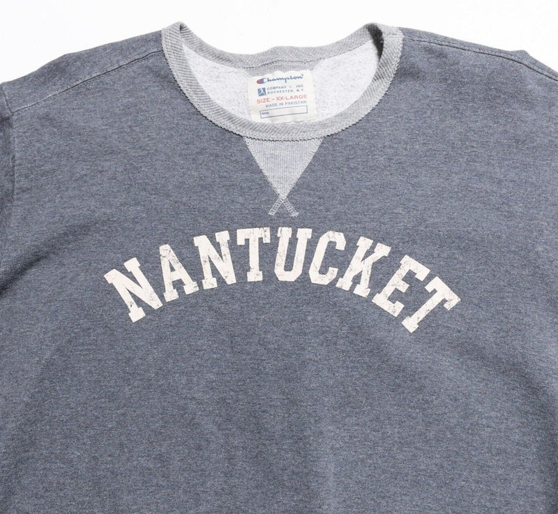 Nantucket Champion Sweatshirt Men's 2XL Pullover Crewneck Heather Gray Retro